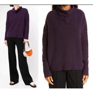 New Vince Boiled 100%Cashmere Cowl Mock Neck Sweater In Purple Size XXS $395